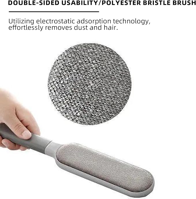 Household Lint Brush - Double-Sided Reusable Lint Brush for Clothes & Pet Hair Remover,Cleaning Sofa Carpets (Gray)