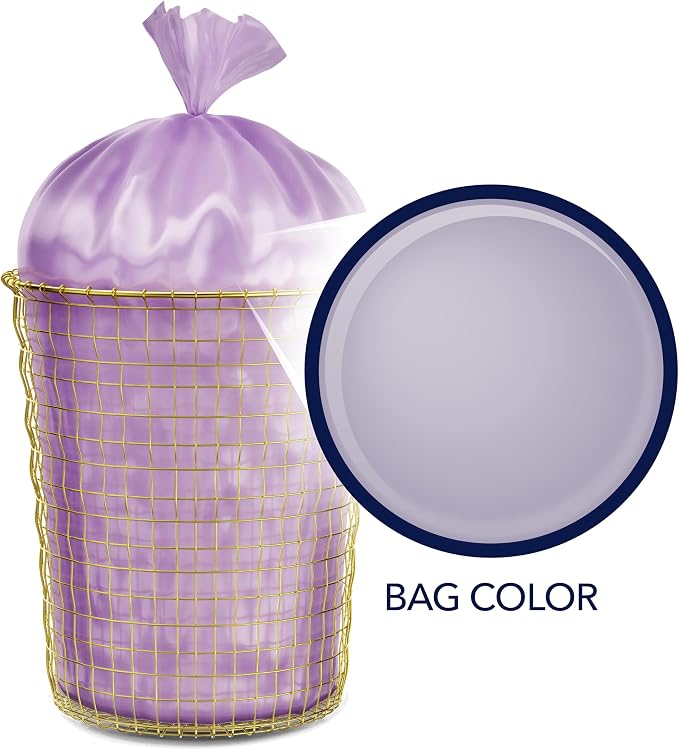 Color Scents Medium Trash Bags - 8 Gallon, 45 Bags (2 Pack of 45 Count), Twist Tie - Purple Bag in Lavender + Sage Scent with Microban
