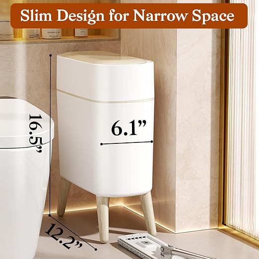 LALASTAR Small Bathroom Trash Can Automatic Touchless, Bathroom Garbage Can with a Lid, Motion Sensor trashcan for Bedroom, Kitchen, Office, 2.5 Gallon, White