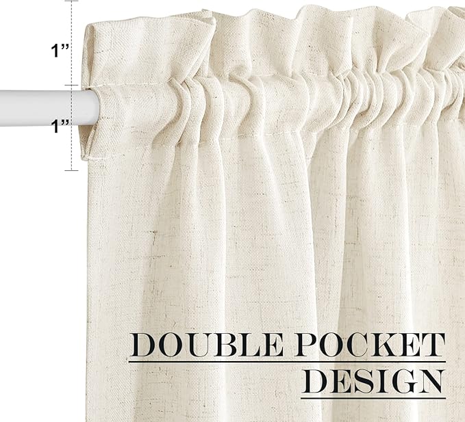 NICETOWN Natural French Sheer Door Curtains 72 inches Long for Privacy | Light Filtering, Rod Pocket with Tieback, Farmhouse French Door Shade for Front Back Window Cover, 1 Panel, Off White