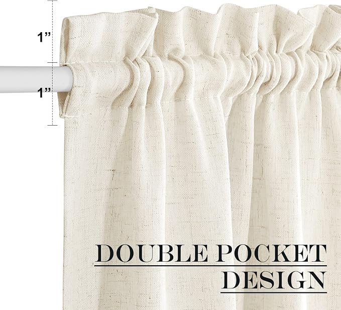 NICETOWN Natural French Sheer Door Curtain 26 x 80 inches Long for Privacy | Light Filtering, Rod Pocket with Tieback, Farmhouse French Door Shade for Front Back Window Cover, 1 Panel, Off White
