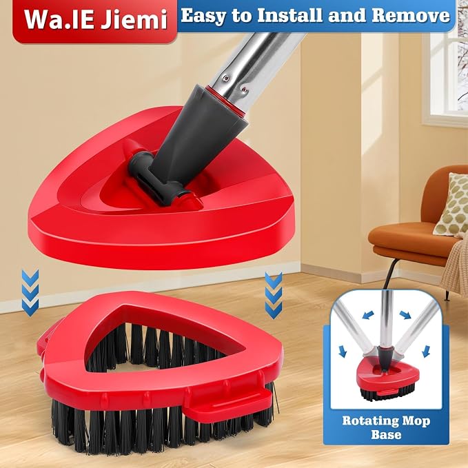 6 Pack Spin Mop Replacements Head Compatible for Ocedar RinseClean 2-Tank System,Microfiber Spin Mop Refills Head,2 Mop Scrub Brush + 1 Mop Base + 6 Pack Cleaning Floor Mop Head