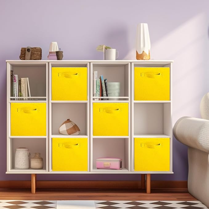 ShellKingdom Storage Bins, Foldable Fabric Storage Cubes And Cloth Storage | Storage Organizer For Closet And Toys, 10.5x10.5x11 INCH, 6 Pack (Yellow)