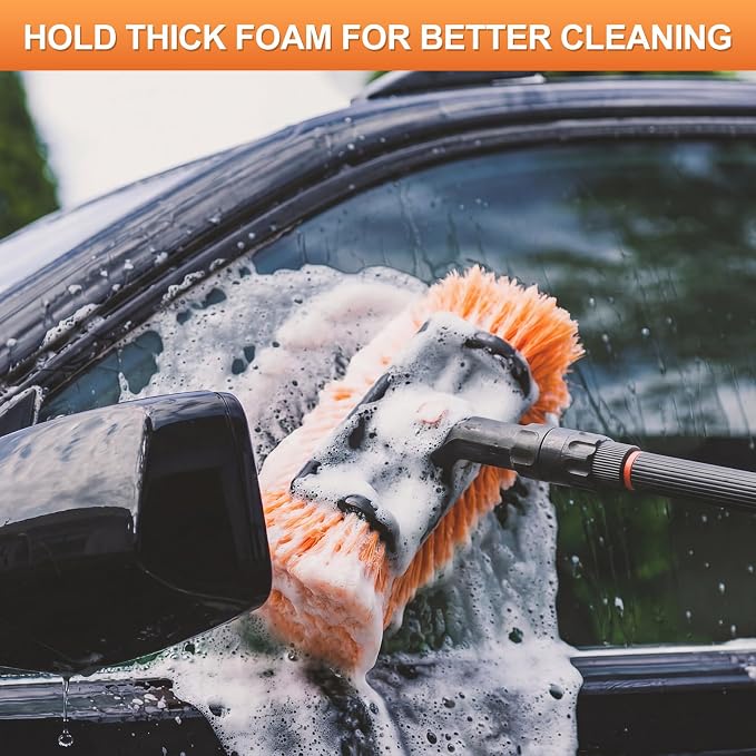 Tanlade 2 Pcs Car Wash Brush Heads Soft Bristle Flow Thru,12 Inch,Orange | Replacement Heads for Exterior Cleaning, Compatible with Auto Truck RV Boat Camper, Gentle Bristles Protect Paint Finish