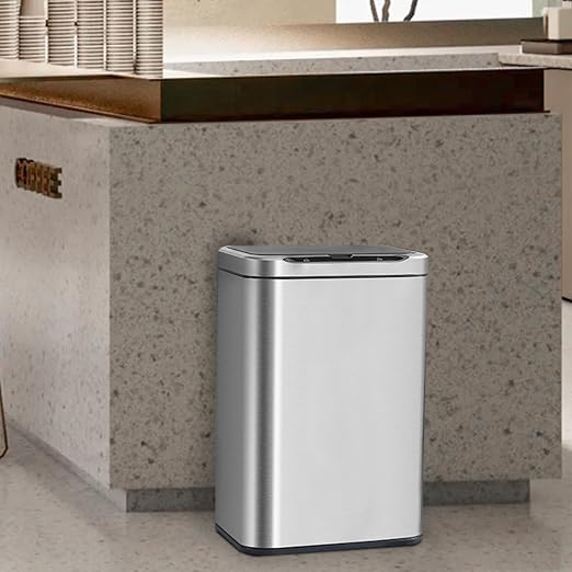 ELPHECO Stainless Steel Office Trash Can Silver, 5.5 Gallon | Motion Sensor Garbage Can Touchless Smart Trash Can Automatic Waste Bin for Kitchen, Office, Bathroom