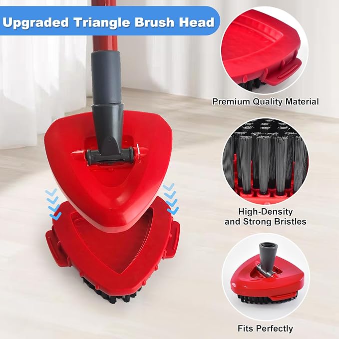 Spin Mop Handle Replacement for Ocedar, Mop Heads Replacements Compatible with RinseClean 2 Tank System, Include 2 Microfiber Spin Mop Replace Heads,4 Section Iron Mop Handle,1 Base and 1 Scrub Brush