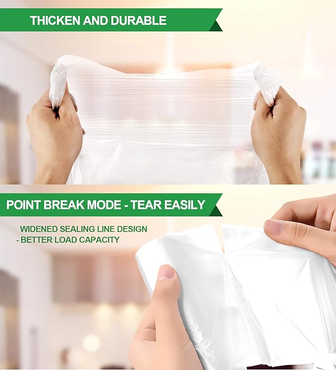 FORID Clear Small Trash Bags, 1.2 Gallon Garbage Bags, Wastebasket Bin Liners 220 Count Plastic Trash Bags for Bathroom Bedroom Office Garbage Can 5 Liters - Durable & Thick Trash Bag