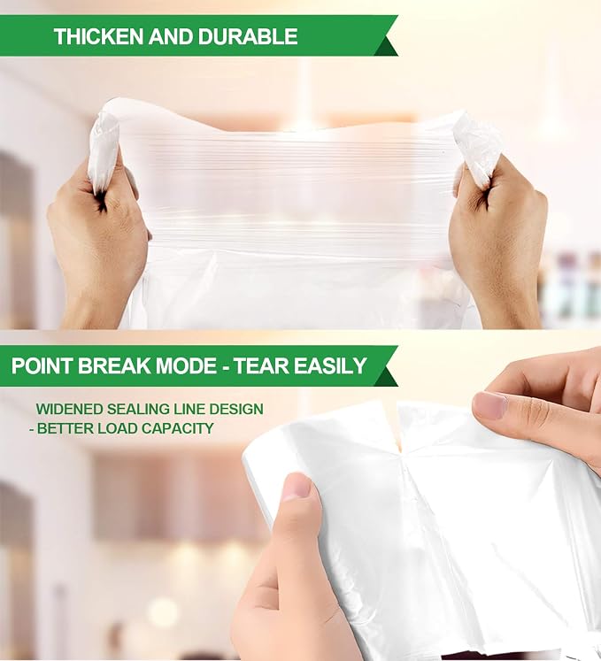 FORID Small Clear Trash Bags, 2.6 Gallon Garbage Bags, Wastebasket Bin Liners 110 Count Plastic Trash Bags for Bathroom Bedroom Office Garbage Can 10 Liters - Durable & Thick Trash Bag