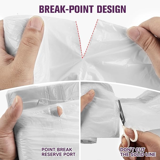 Small Trash Bags with Drawstrings - 60 Counts 1.2 Gallon Garbage Bags Unscented Clear White Bulk Strong Thick Mini Plastic Wastebasket Liners for Toilet Home Bathroom Office Heihaily
