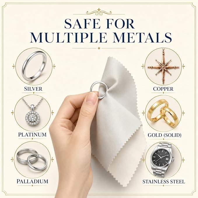 Bonison 3 Pack Large Silver Polishing Cloth – 10"x12" Jewelry Cleaning Cloth & Multi-Layer Jewelry Polishing Cloth for Silver, Gold, Diamond, Platinum, Coins, Watches, Gemstones（Gray）