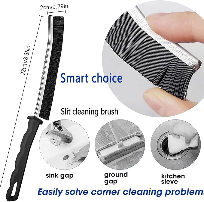 Crevice Cleaning Brush Set, Hard Bristle Gap Cleaning Tool, Ultra-Fine Nylon Deep Scrub Brushes for Window Tracks, Bathroom Grout, Sliding Doors & Sink Detailing,6-Pack