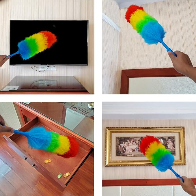 4 Pack Upgrade 19” Static Duster Beandable and Washable - More Fibers Bigger Head Less Loss of Fiber Duster