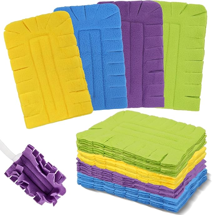 Reuasble Duster Refills Fleece Compatible with Swiffer - Washable Electrostatic Microfiber Heavy Duty Duster Pads for Chenille - 360° Cleaning Pads for Home Blind Window Fans（8 Pack-Mix）
