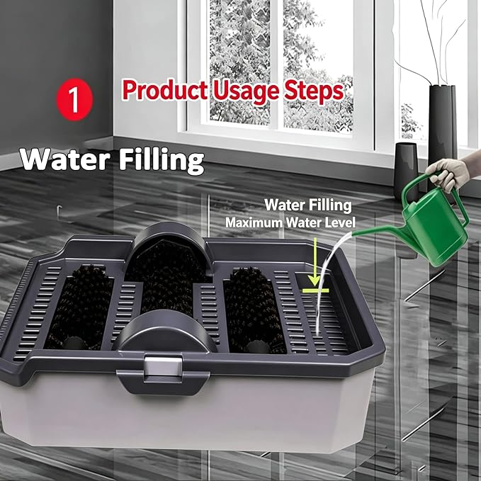 Outdoor Boot Scrubber & Shoe Cleaner - Non-Electric Mud & Dirt Removal Brush with Water Tank, Separate Design for Indoor/Outdoor Use, Footwear Types