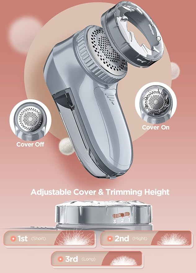 Bymore Fabric Shaver, Lint Shaver, Sweater Shaver for Clothes, Gray | Compact one-button design refreshes clothes quickly and fits easily in a bag for home, office or travel