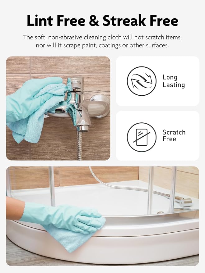 Fantasticlean Microfiber Cleaning Cloth Roll- 40 Sheets, 12" x 12" (Blue) | Super Absorbent, Lint-free, Tear-away Microfiber Towel Roll, for All-Purpose Cleaning