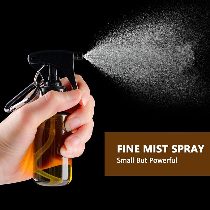 TANSHINE Small Spray Bottle 50ml, Travel Size Mini Fine Mist Water Spray Bottles, Portable Hand Sanitiser Alcohol Spray Bottle, Plastic Refillable Empty Face Mister Spray Bottles with Clip, 5pcs