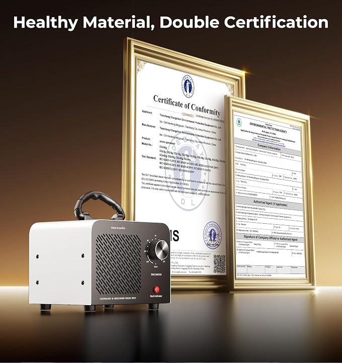 Hadlook Ozone Generator, 48,000mg/h High Capacity O3 Ozone Machine, White | Commercial Use for Large Space 4000 Sq. Ft, Portable Odor Eliminator for Car, Home, Basement, Smoke, Pets