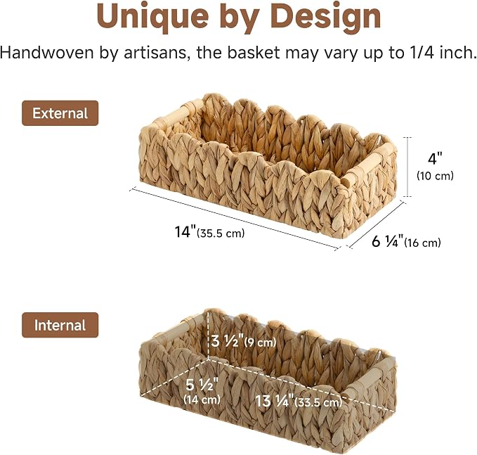 StorageWorks Toilet Paper Storage Baskets, Living Room Organizers | Scalloped Wicker Basket for Living Room, Decorative Scalloped Baskets for Storage, Wicker Baskets for Organizing and Decor