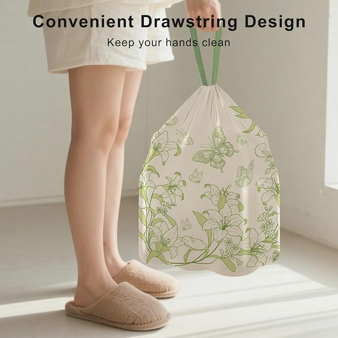 4 Gallon Drawstring Small Kitchen Trash Bags - 50 Counts | 4G Small Garbage Bags for Kitchen, Trash Can Liners, Leakproof ,Odor Control, Resists Leaks, Punctures, Rips