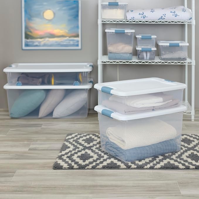 Sterilite Latching Box with Lids for Home and Office, 15 Quart, 36-Pack | Heavy-Duty and Stackable Plastic Containers with Latches for Closet, Cabinet, Bedroom, Bathroom and Dorm Room Organization