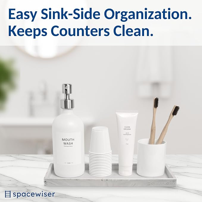 Spacewiser Silicone Countertop & Vanity Tray – 11.7” Bathroom Counter Tray | Bathroom Tray, Bathroom Tray Countertop, Tray for Bathroom Counter, Silicone Kitchen Tray for Counter & Countertop Organizer