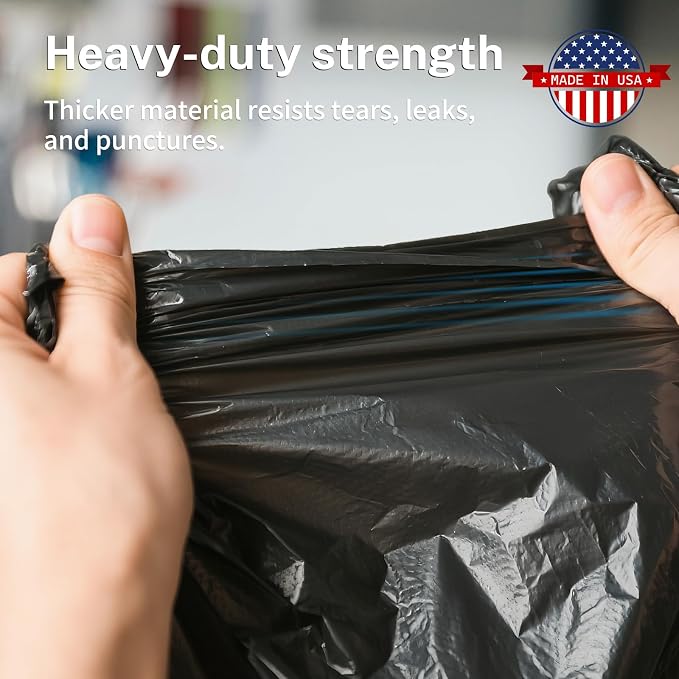IUI 55-60 Gallon Trash Bags, Heavy Duty, 100 Count, Durable & Tear-Resistant Commercial Can Liners, Large Black Garbage Bags for Commercial, Home, Lawn and Leaf, 38" x 58", Made in USA