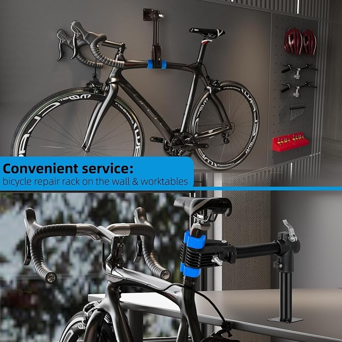 Urban Deco Bike Repair Stand Bench Mount Bike Stand Wall Mounted Bike Work Stand Bicycles Maintenance Rack Bike Clamp for Road Mountain Bike,Road Bike