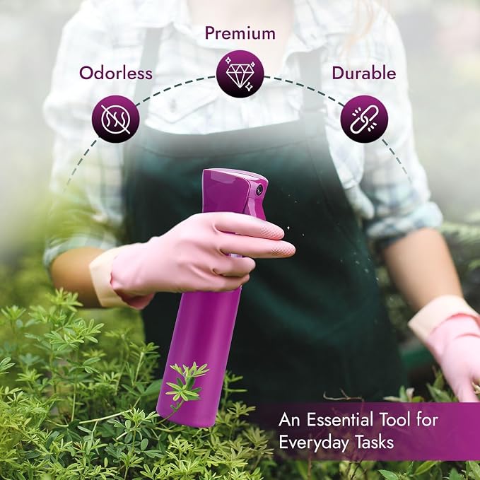 VIGOR PATH Continuous Mist Purple Spray Bottle 300ml Fine Mist for Hair | Ultra Fine Atomizer Leak Proof Ergonomic Construction 360 Refillable