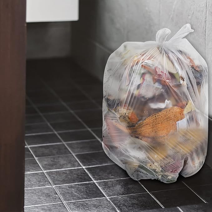 Tebery 300 Counts 8 Gallon Clear Small Garbage Bags Trash Bags, Wastebasket Bin Liners for Bathroom Bedroom Office Trash Can, 6 Rolls