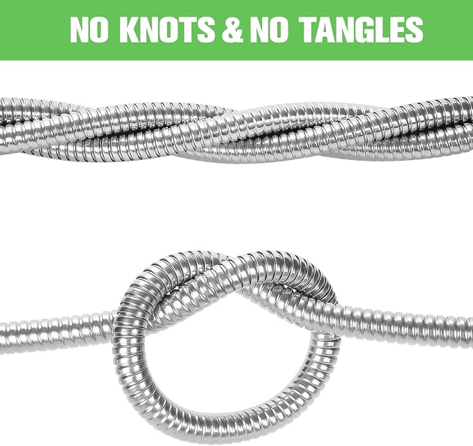 TVKB Garden Hose 100ft Stainless Steel Water Hose Super Tough Flexible Water Pipe with Brass Fittings and Sprayer Nozzle, No Kink, Rust Proof
