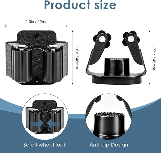 10Pcs Magnetic Broom Holder Wall Mount No-Drill | 12lbs Heavy Duty Magnetic Tool Holder, for garage, laundry, kitchen, RV, van broom and mop organizer wall hanging