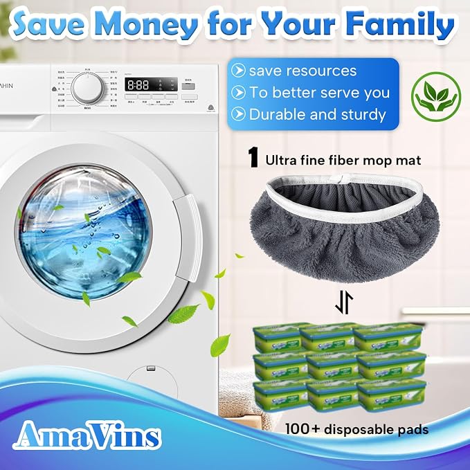 AmaVins 8 Pack Reusable Microfiber Mop Pads for Swiffer Sweeper Mop, Washable Dry & Wet Floor Cleaning Cloths for Hardwood Tile Laminate Floors, Eco-Friendly Replacement Pads (Mop Not Included)