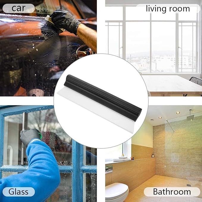 2Pack Water Blade Professional Automotive Wiper Squeegee Silicone Auto Car Dryer, Shower with Super Flexible Squeegee, White
