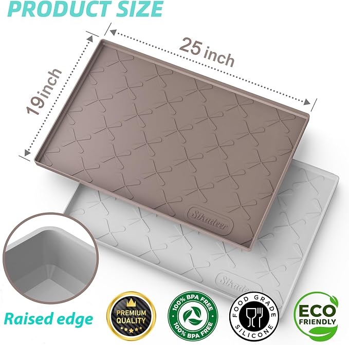 SIKADEER Waterproof Under Sink Mat Silicone 25"x19", Kitchen Cabinet Liner | BPA-Free Silicone Mat with Raised Lip Protects Cabinets from Leaks, Versatile Home Organizer for Bathroom, Pets, Boots, Floor