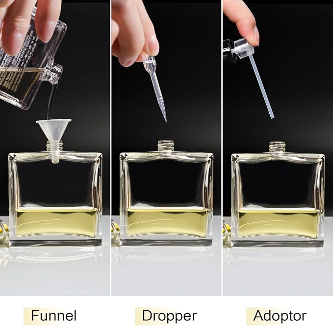 100ml/3.4Oz Glass Spray Perfume Bottle Empty Cologne Atomizer | Refillable Perfume Spray Bottle Container with 3 Kinds of Dispenser