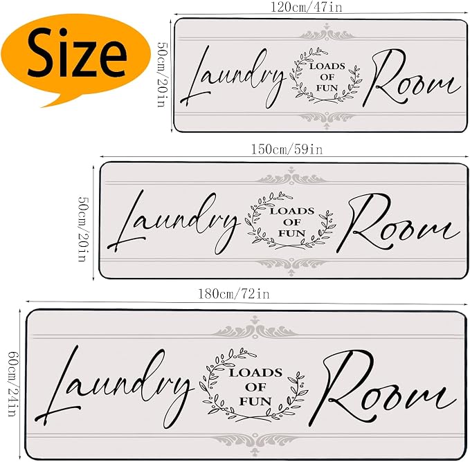 Laundry Room Rug Runner Non Slip Farmhouse Mats Organization and Washable Floor Long Rugs for Laundry Room Accessories Mudroom Kitchen Bathroom Area Rugs Decor, 2' x 6' Grey