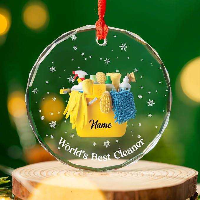 Personalized Cleaning Tools Ornament, Custom Housekeeping Christmas Tree Decoration, Holiday Keepsake Gift for Cleaners, Janitors, Pressure Washers, Housekeepers, Maids and Cleaning Lovers (Clean 1)