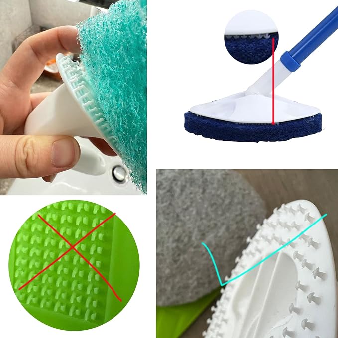 6 Pack – Non-Scratch Replacement Pads for Tub & Tile Scrubber,Durable Blue Brush Heads,Shower Scrubber Refill Pads Compatible – for Bathroom & Toilet Wall Floor Cleaning（Blue）