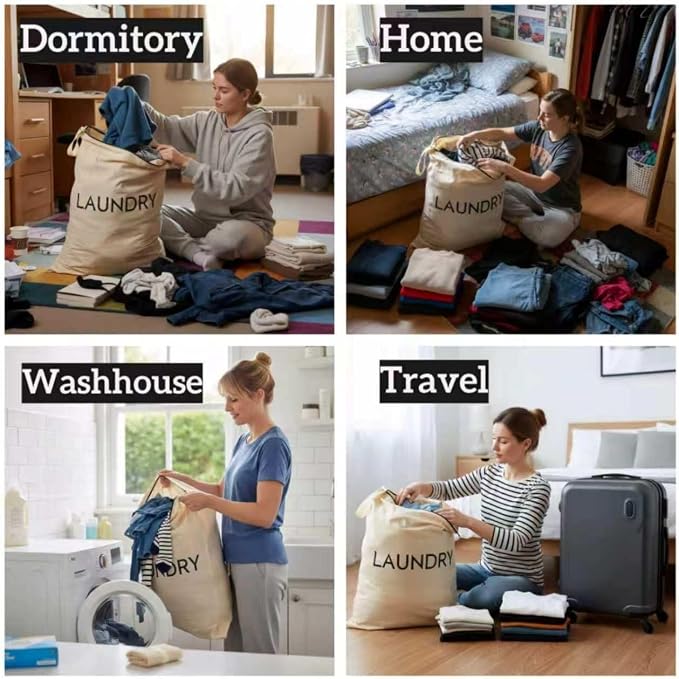 23.6" x17.3" Dirty Clothes Bag for Traveling and Camping | Travel Laundry Bags with Zipper,Hand Strap,Portable,Washable,Travel Dirty Clothes Bag