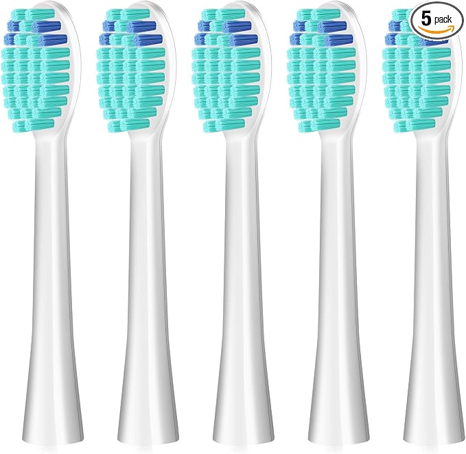 Replacement Toothbrush Heads for 7MAGIC Sonic Electric Toothbrush, Medium Soft Bristles Brush Heads Compatible with 7MAGIC D36 Toothbrush, 5 Pack (White)