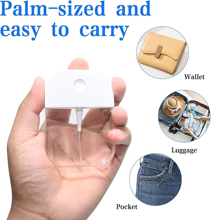 6 Pcs Clear Spray Bottles, Portable Card Spray Bottles, 38 ML Refillable Plastic Perfume Atomizer Vials, Suitable Perfume, moisturizing water, hand sanitizer