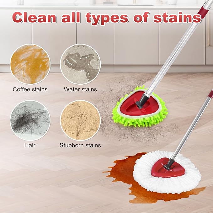 Spin Mop Replacement Head Base Handle, 4-Section 30-to-58 inch Mop Replacement Stick Compatible with Ocedar Handle for Easy Wring Mops Refills 6 Pack