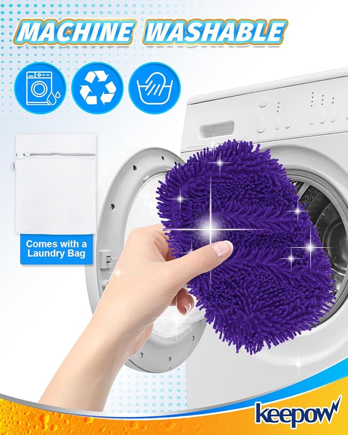8Pcs Reusable Microfiber Mop Pads Compatible with Swiffer Sweeper Mop | Replacement Wet Mopping pad Refills & Washable Dry Sweeping Cloths for Surface/Hardwood Floor Cleaning