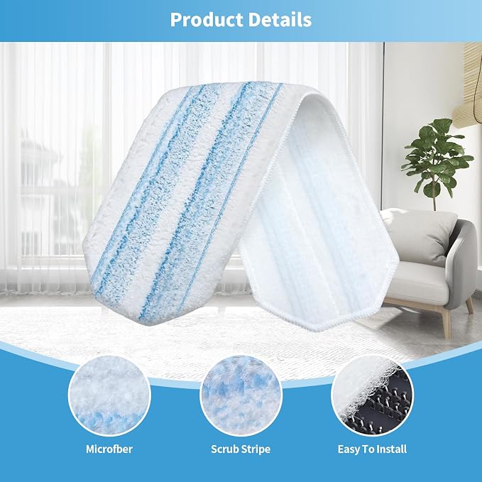 15 Pack Microfiber Mop Pads for O-Cedar H2prO Flat Mop System, Washable and Reusable Mop Replacement Heads for Floor Deep Cleaning, Mop Pad Refills for Wet Dry Floor
