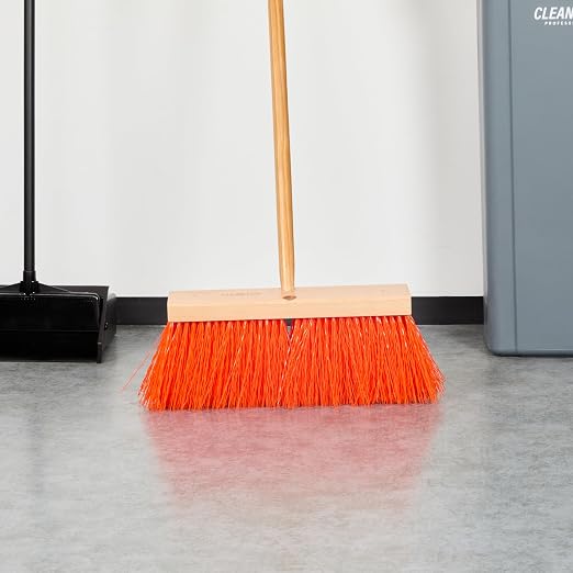 Restaurantware-BROOM HEAD ONLY: Clean Tek Professional 16-Inch Push Broom Head, 1 Heavy-Duty Push Cleaning Tool - Handle Sold Separately, Heavy Unflagged Bristles, Black Plastic, Outdoor