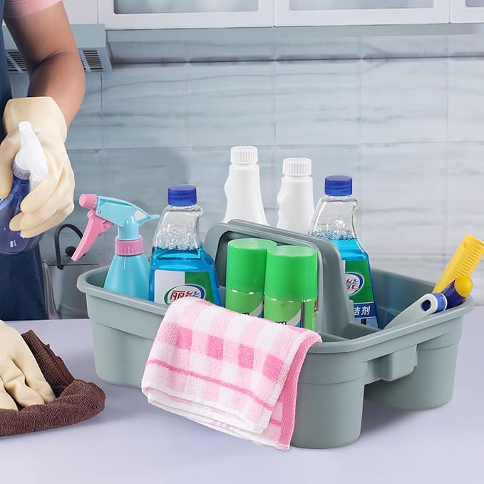 Ramddy Compartment Plastic Cleaning Caddy Basket, 4 Packs | Multipurpose, Commercial, Household Organizer Caddies