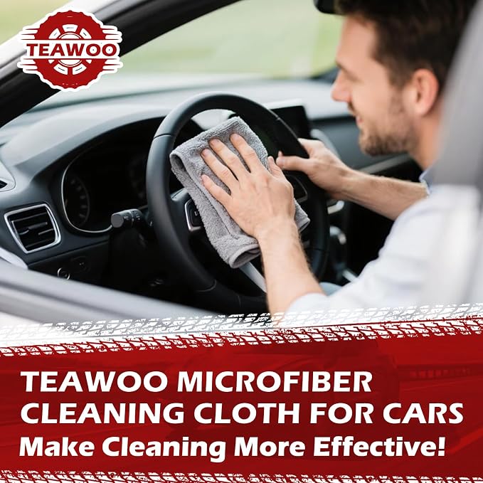 Microfiber Cleaning Cloths Bulk-50 Pack, Gray Microfiber Towels for Cars | Ultra Absorbent Microfiber Towel Weave Grime & Liquid for Streak-Free Mirror Shine - Car Washing Cloth, 12x12 inches