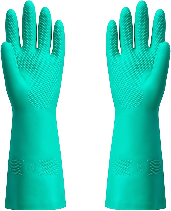 ThxToms Chemical Resistant Nitrile Gloves, Latex Rubber Free, 1 Pair, XL | 15mil,Reusable Heavy Duty Diswashing Gloves, Resist Household Acid, Alkali, Solvent and Oil, Skin-Friendly & Anti-Slip Design