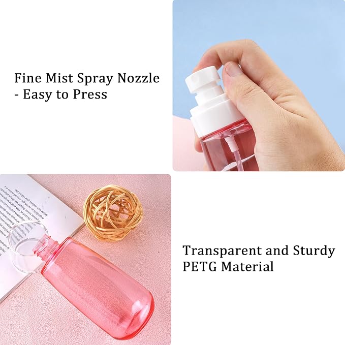 Travel Size Spray Bottle TSA Approved 3.4oz 100ml 3 Pack Leak Proof Fine Mist Spray Bottles Empty Refillable Mist Sprayer for Perfume Essential Oils Toners Rose Water Cosmetics (3Pink)